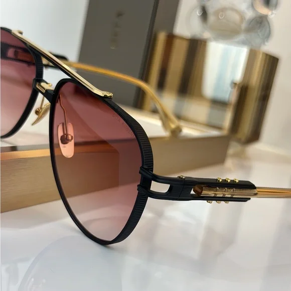 DITA Black and Gold Sunglasses with Pink Lenses